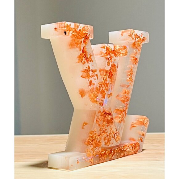Resin Letter "LV" Decor With Foil Accents Handmade Unique Glossy Finish Home Or - Picture 6 of 6
